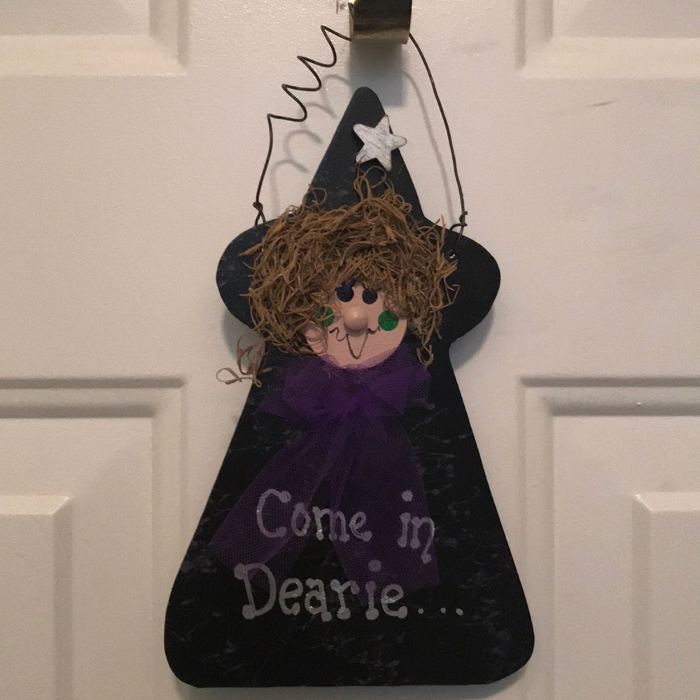 Hand painted witch hanging plaque